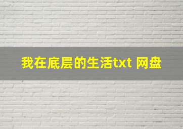 我在底层的生活txt 网盘